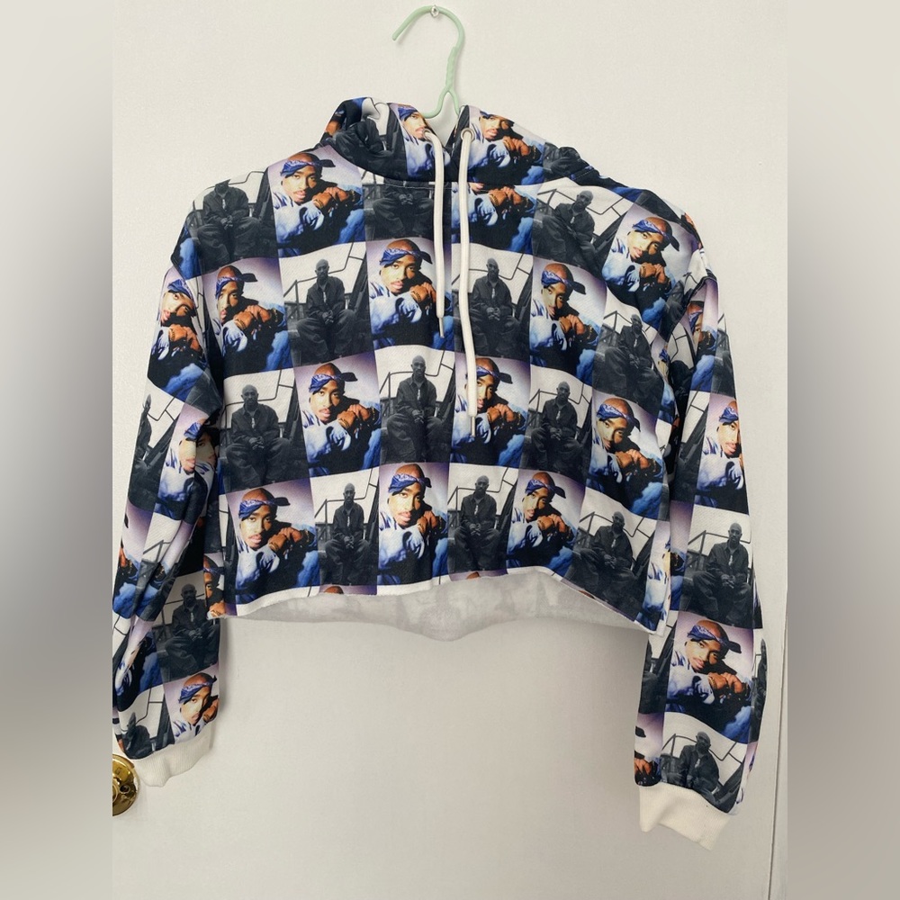 Tupac crop hoodie worn 2 times for selfies, never worn outside.